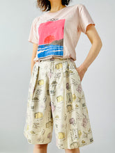 Load image into Gallery viewer, Vintage “travel essentials” novelty print linen shorts
