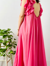 Load image into Gallery viewer, Vintage 1960s bubblegum pink ruffled full length lingerie dress
