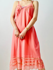 Vintage 1950s pink lace lingerie slip