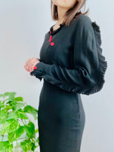 Load image into Gallery viewer, Vintage 1940s Black Rayon Crepe Dress w Dolman sleeves
