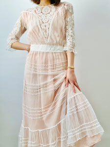 Antique 1910s Edwardian tulle lace dress