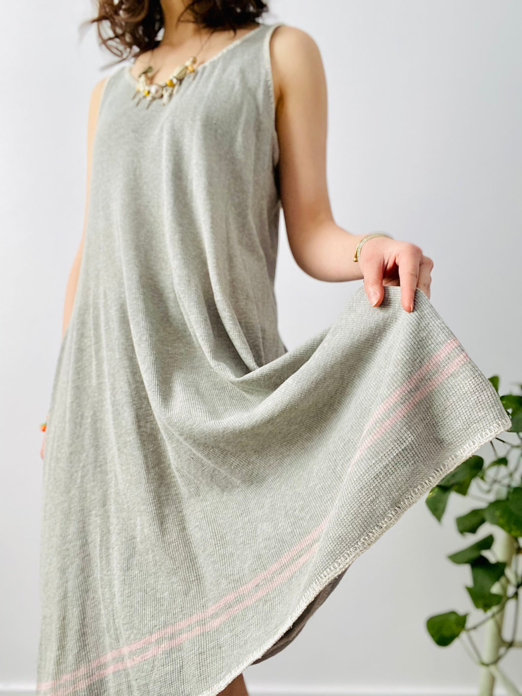 Vintage 1920s NRA slip dress with pink stripes