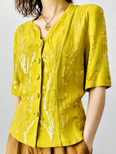 Load image into Gallery viewer, 1940s chartreuse rayon crepe top
