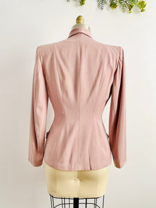 Vintage 1940s dusty pink rayon gab jacket with structured shoulders