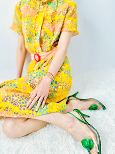 Vintage 1960s yellow floral dress