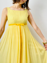 Load image into Gallery viewer, Vintage yellow ruched silk wide leg jumpsuit
