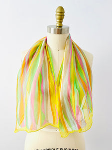 Vintage rainbow color silk scarf