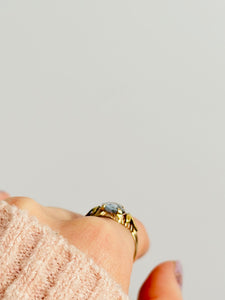 Antique 10k gold rose cut aquamarine ring