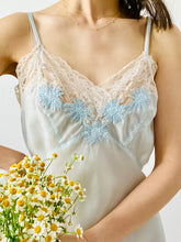 Load image into Gallery viewer, Vintage 1940s pastel blue embroidered lingerie lace slip
