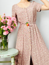 Load image into Gallery viewer, Vintage dusty pink rayon floral dress
