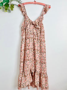 Pink floral ruffled dress