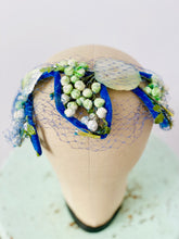 Load image into Gallery viewer, Vintage 1930s fascinator green velvet millinery flowers

