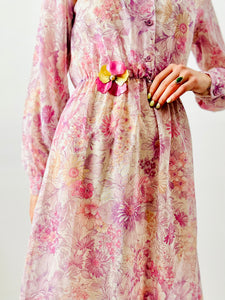 Vintage 1970s purple floral dress