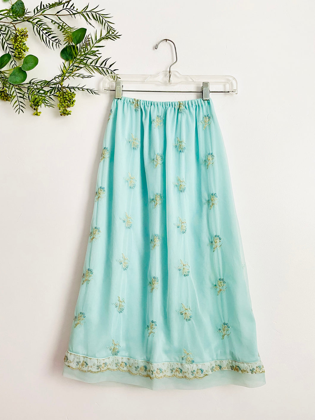 Vintage 1960s pastel blue embroidered skirt