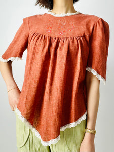 Vintage 1970s top with lady portrait
