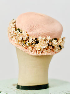 Vintage 1930s pastel pink millinery hat