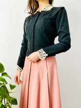 Load image into Gallery viewer, Vintage 1930s black jacket with lace and French buttons

