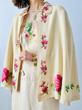 Load image into Gallery viewer, Vintage 1920s embroidered floral cape
