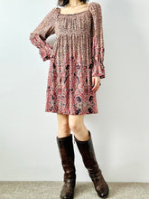 Load image into Gallery viewer, Pink floral paisley mini dress

