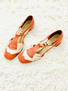 Vintage Chestnut Color Sandals Mary Janes Leather Shoes