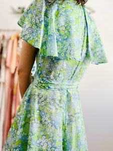 Vintage 1920s style green floral dress