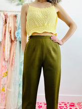 Load image into Gallery viewer, Vintage olive green textured trousers
