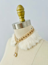 Load image into Gallery viewer, Vintage beaded faux pearls fur collar necklace
