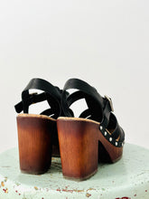 Load image into Gallery viewer, Black clog style wooden heels
