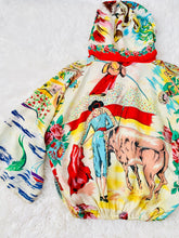 Load image into Gallery viewer, Vintage 1960s novelty print hooded rayon top
