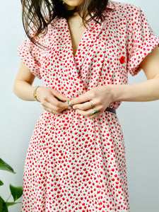 Vintage 1970s novelty print dress with red buttons