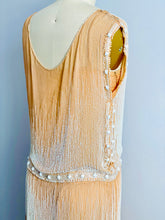 Load image into Gallery viewer, Vintage 1920s Art Deco peach color beaded silk flapper dress
