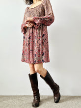 Load image into Gallery viewer, Pink floral paisley mini dress

