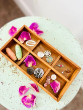 Load image into Gallery viewer, Vintage divided wooden trinket tray
