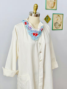 Vintage 1920s Bob Evans white cotton duster coat