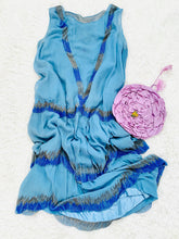 Load image into Gallery viewer, Vintage 1920s Art Deco blue silk beaded flapper dress
