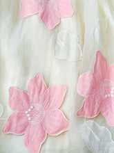Load image into Gallery viewer, Vintage Late 1940s white organza dress with pink embroidered flowers
