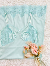 Load image into Gallery viewer, Vintage pastel blue lingerie lace slip
