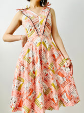 Load image into Gallery viewer, Vintage 1940s pink novelty print dress
