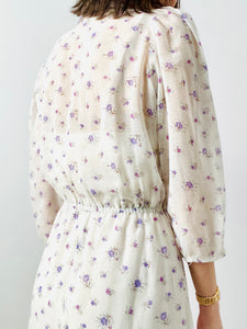 Vintage 1970s violet cotton floral dress