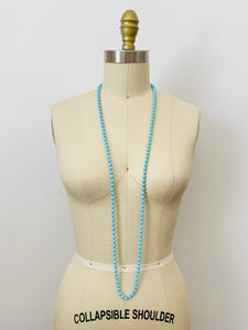 Vintage 1920s turquoise color glass beads flapper necklace
