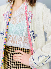 Load image into Gallery viewer, Vintage Moroccan Hand Embroidered Jacket with Pastel Crochet Buttons

