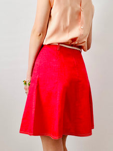 Vintage watermelon red A-Line high waisted skirt