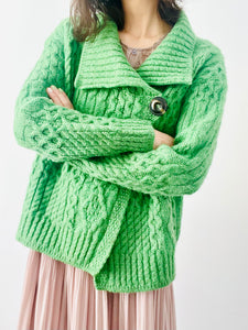 Vintage forest green wool sweater jacket
