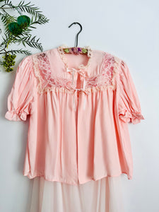 Vintage 1930s pink lace bed jacket