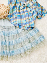 Load image into Gallery viewer, Vintage pastel blue ruched lace skirt
