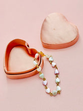 Load image into Gallery viewer, Vintage pink satin heart shaped jewelry box
