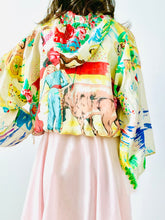 Load image into Gallery viewer, Vintage 1960s novelty print hooded rayon top
