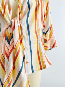 Vintage Candy Striped Oversized Ribbon Bow Top