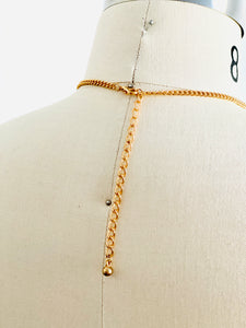 Vintage gold tone pearl necklace collar style choker