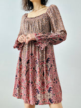 Load image into Gallery viewer, Pink floral paisley mini dress
